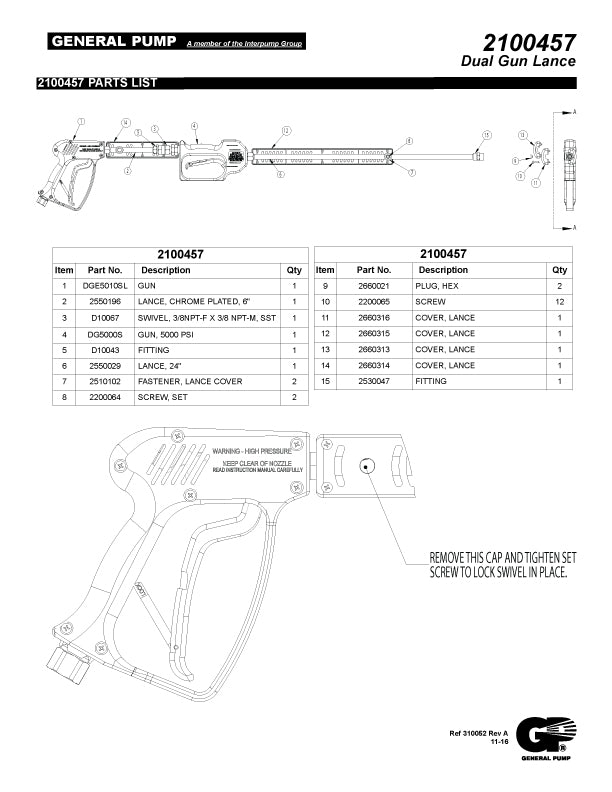 PRESSURE WASH SAFETY DUAL GUN LANCE 2100457 (NB7040)