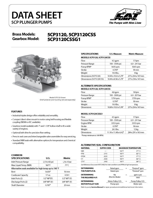 5CP3120 by CAT PUMPS (6005)