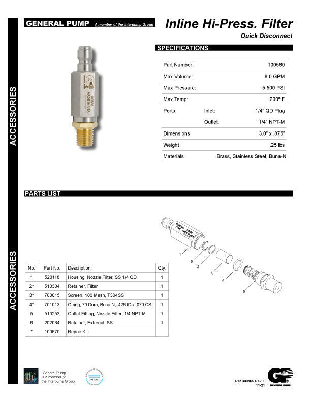 INLINE FILTER by GENERAL PUMP