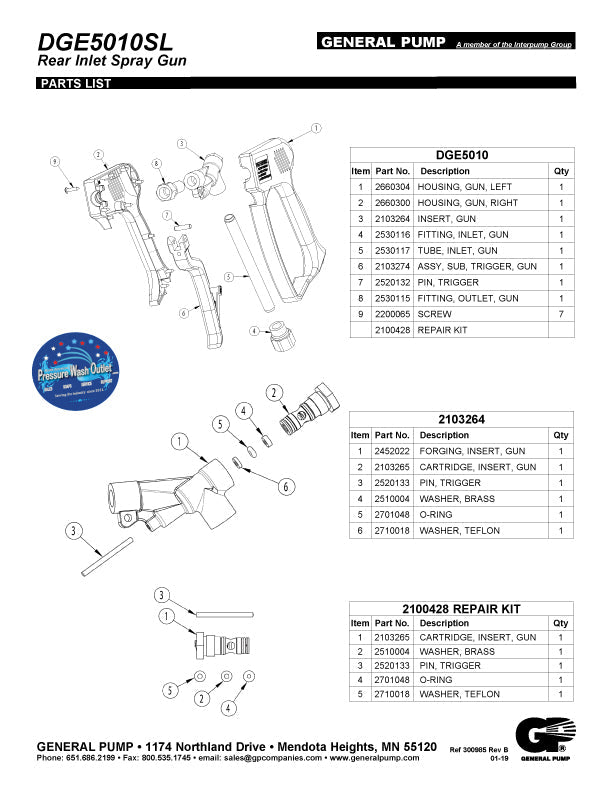 DGE5010SL TRIGGER GUN WITH SPRING LOADED TRIGGER LOCK by GP (7041.01)