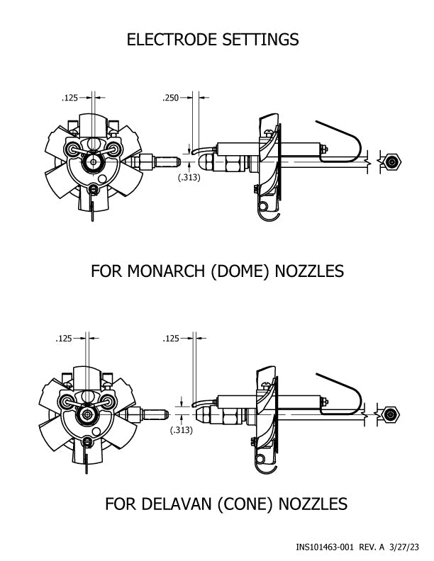 Burner electrode settings available at North American Pressure Wash Outlet