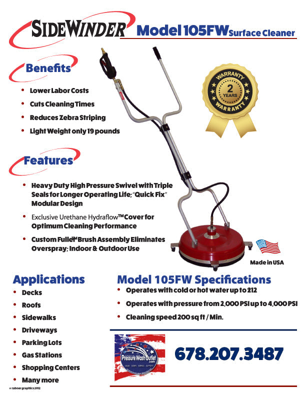 SIDEWINDER 20" SURFACE CLEANER - MODEL 105FW - (6702)