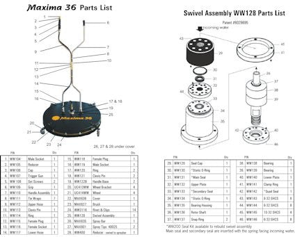MAXIMA 36" ROTARY CLEANER W/WHEELS by WHISPER WASH