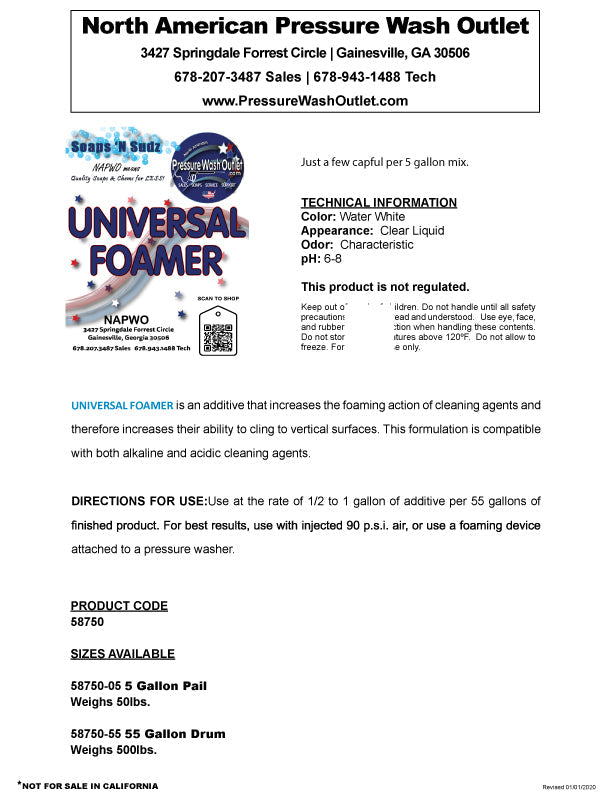 Universal Foamer available at North American Pressure Wash Outlet.
