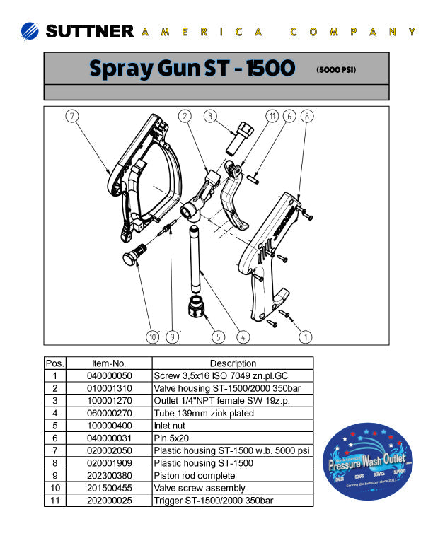 ST-1500 TRIGGER GUN & FLEXIBLE WAND ASSEMBLY by SUTTNER