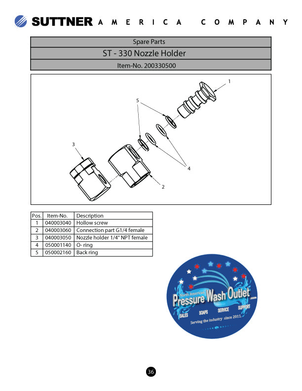 ST-330 ADJUSTABLE NOZZLE HOLDER by SUTTNER (6790)