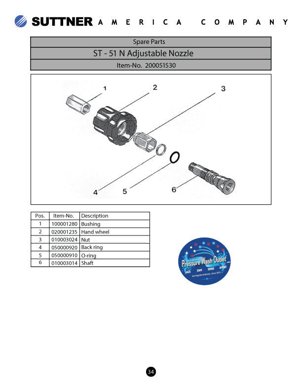 ST-51N ADJUSTABLE NOZZLE HOLDER by SUTTNER (1013)