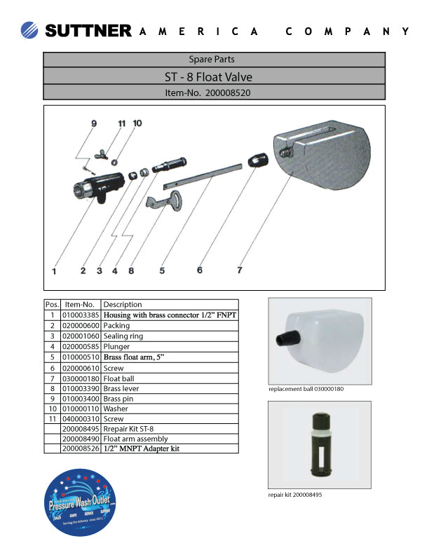 ST-8 FLOAT VALVE by SUTTNER (1712)