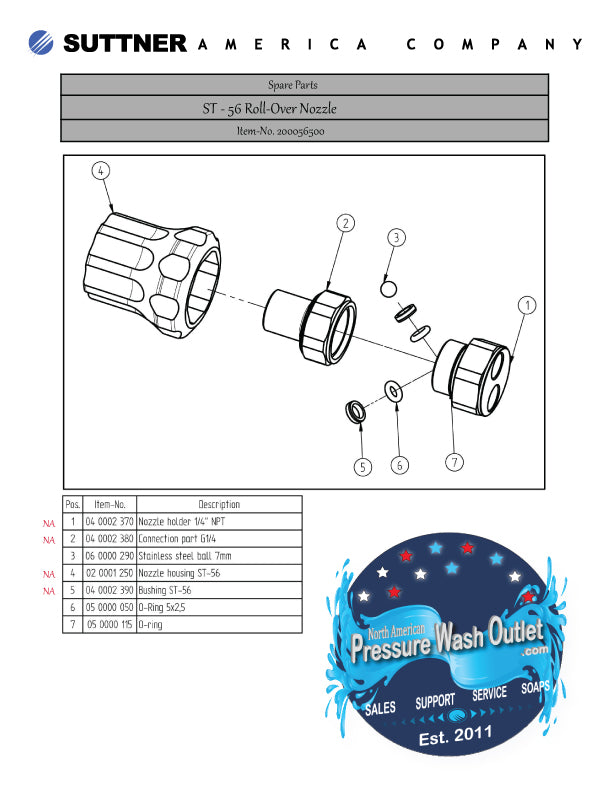 ST-56 ROLLOVER NOZZLE HOLDER by SUTTNER (6038)