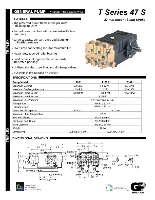 T1011 SOLID SHAFT PUMP by GENERAL PUMP (1992)