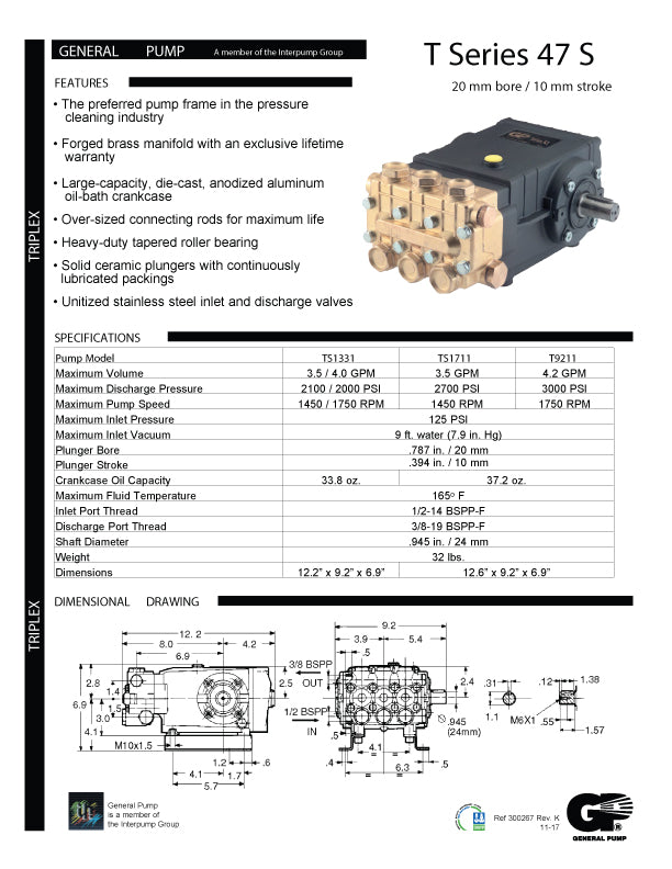 TS1711 SOLID SHAFT PUMP by GENERAL PUMP (2008)