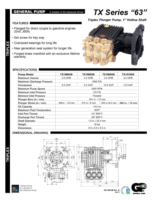 TX1510G8-VRT3-310EZ PUMP MADE READY by GENERAL PUMP (6133)