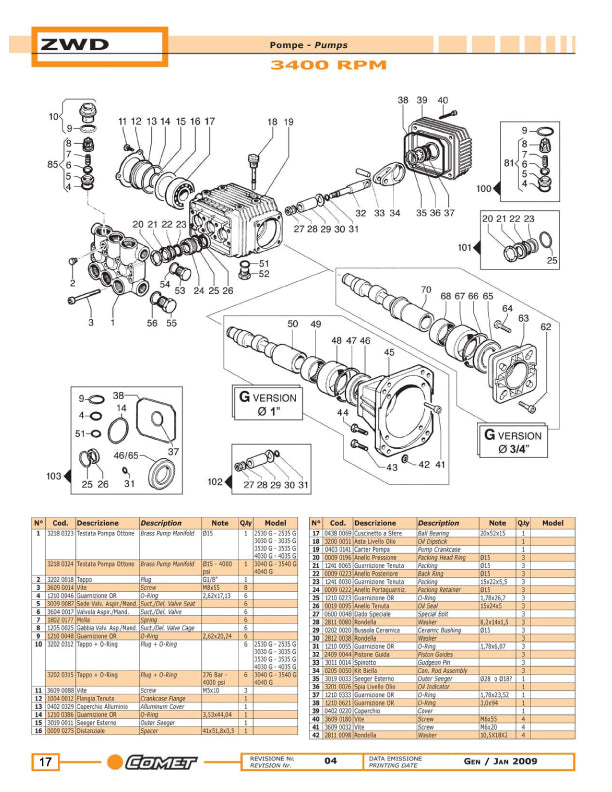 ZWD4040G PUMP by COMET PUMPS