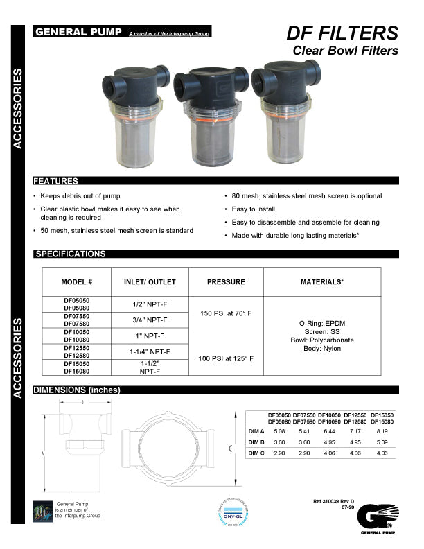 General Pump Pressure Washer Water Filters