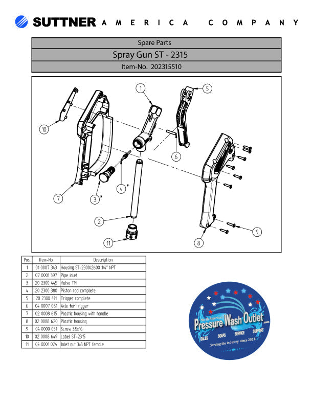 ST-2315 pressure wash trigger guns available at North American Pressure Wash Outlet